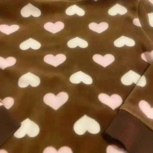 Gymboree Girls Hoodie in brown with pink & white hearts. Girls size small 5-6 - Picture 5 of 7